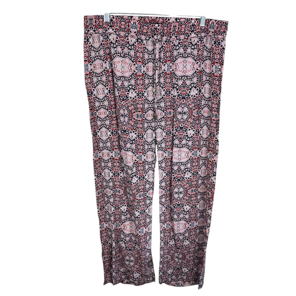 Hester & Orchard Colorful Patterned Lightweight Rayon Drawstring Casual‎ Pants L